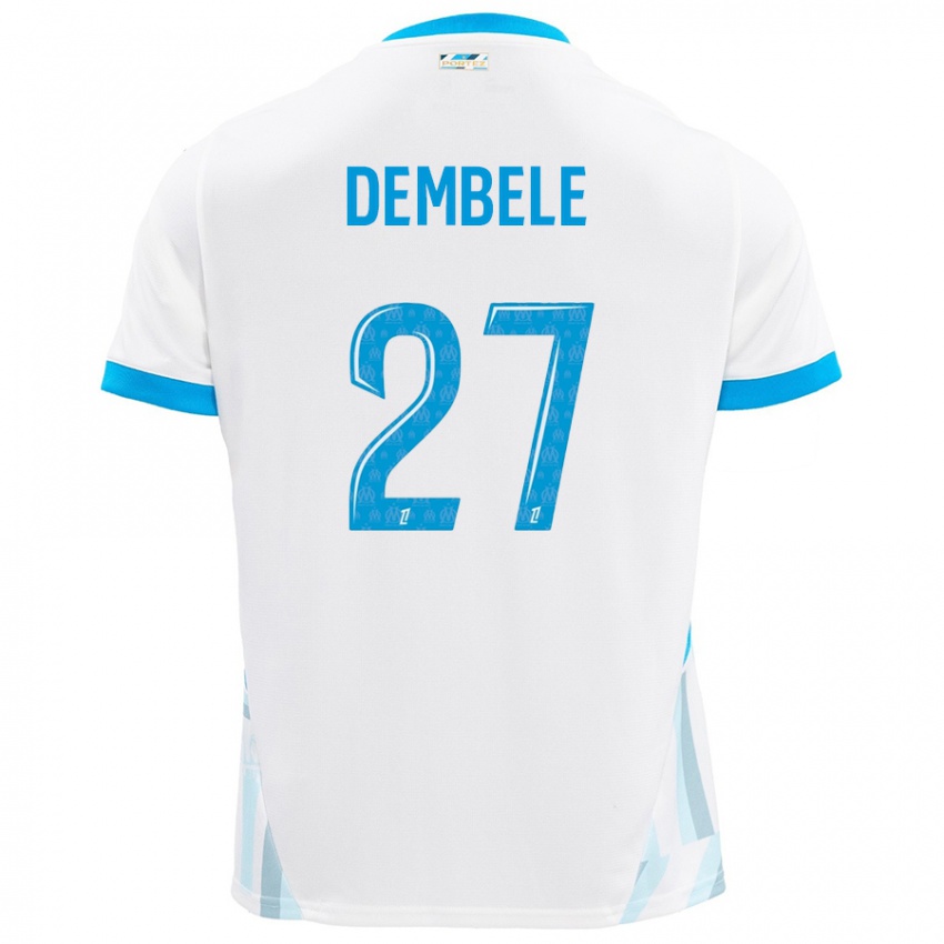 Børn Coumba Dembélé #27 Hvid Himmelblå Hjemmebane Spillertrøjer 2024/25 Trøje T-Shirt