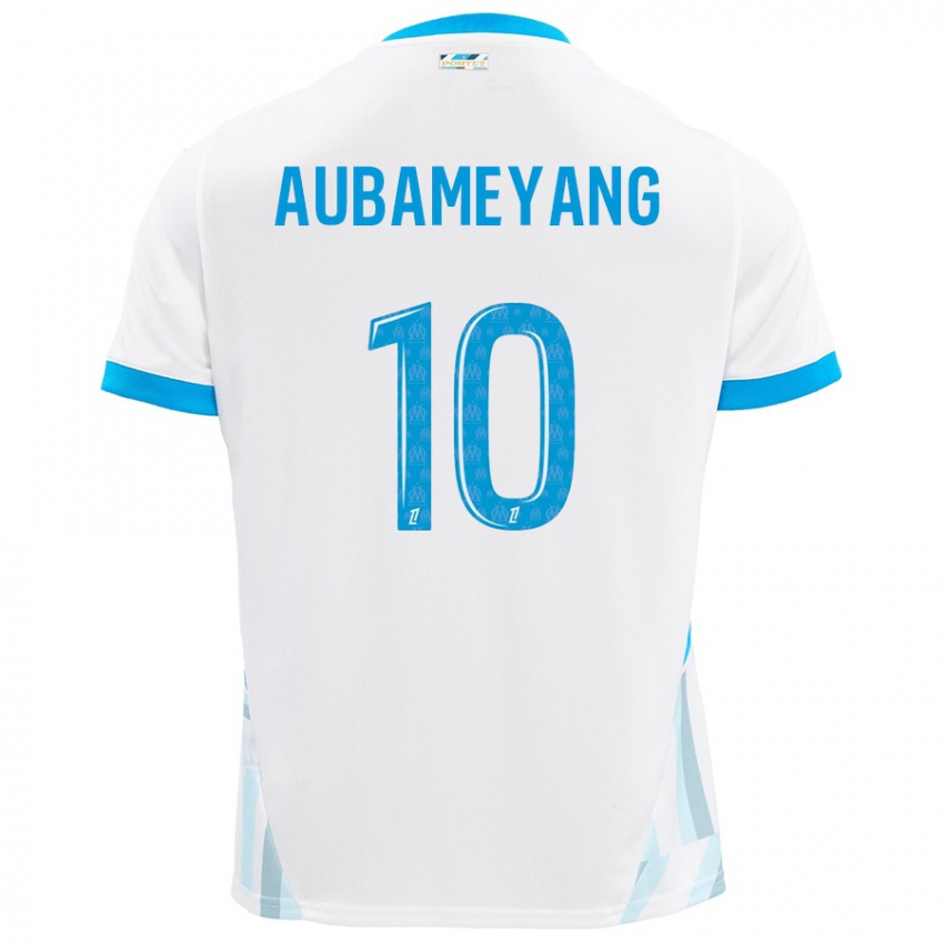 Børn Pierre-Emerick Aubameyang #10 Hvid Himmelblå Hjemmebane Spillertrøjer 2024/25 Trøje T-Shirt