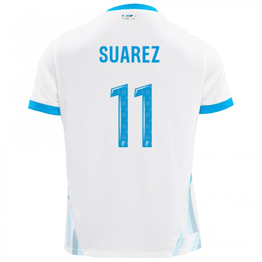 Børn Luis Suarez #11 Hvid Himmelblå Hjemmebane Spillertrøjer 2024/25 Trøje T-Shirt