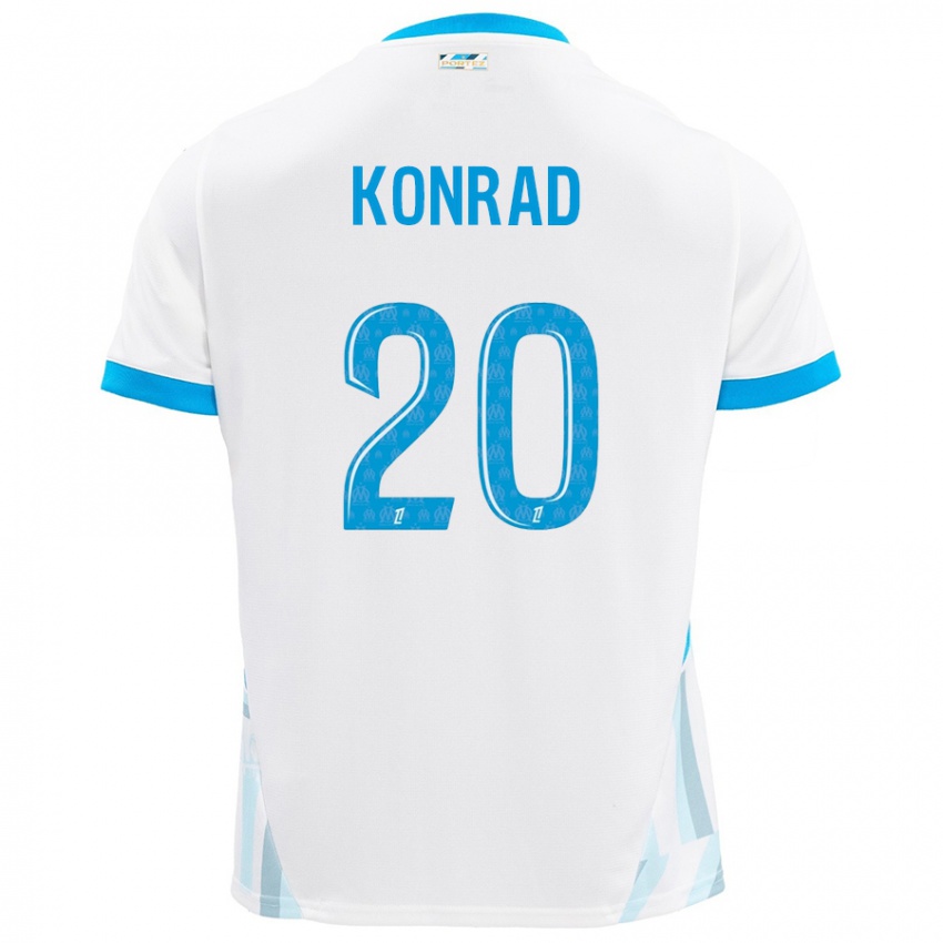 Børn Konrad De La Fuente #20 Hvid Himmelblå Hjemmebane Spillertrøjer 2024/25 Trøje T-Shirt