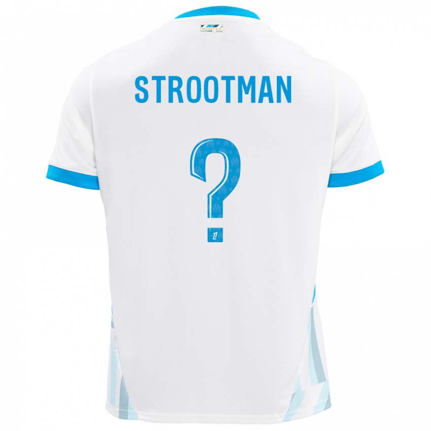 Børn Kevin Strootman #0 Hvid Himmelblå Hjemmebane Spillertrøjer 2024/25 Trøje T-Shirt