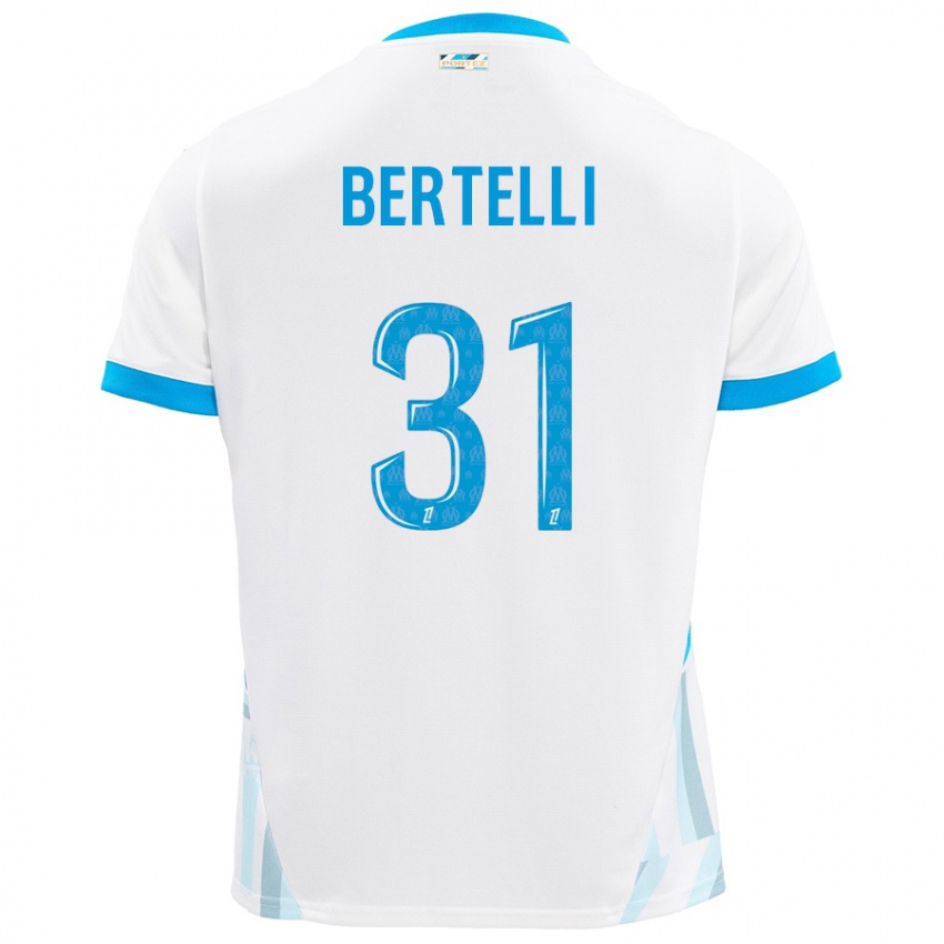 Børn Ugo Bertelli #31 Hvid Himmelblå Hjemmebane Spillertrøjer 2024/25 Trøje T-Shirt