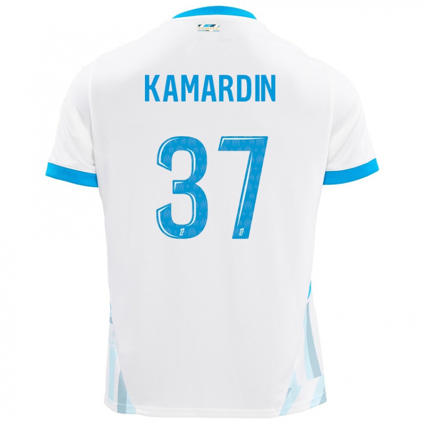 Børn Aaron Kamardin #37 Hvid Himmelblå Hjemmebane Spillertrøjer 2024/25 Trøje T-Shirt