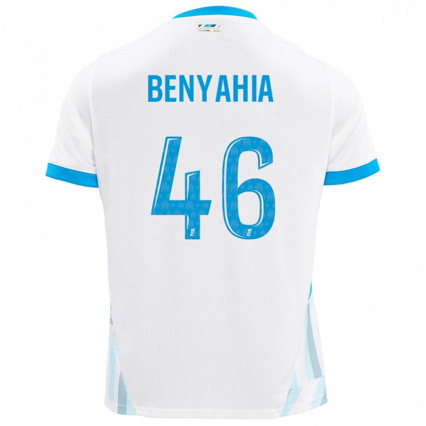 Børn Aylan Benyahia-Tani #46 Hvid Himmelblå Hjemmebane Spillertrøjer 2024/25 Trøje T-Shirt