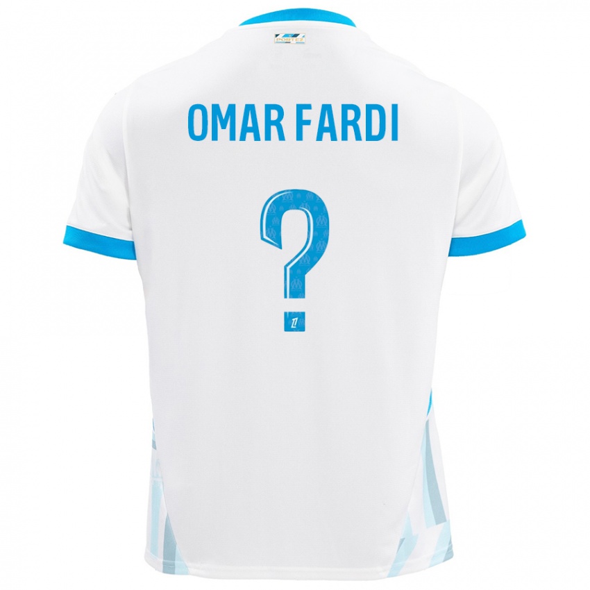 Børn El Omar Fardi #0 Hvid Himmelblå Hjemmebane Spillertrøjer 2024/25 Trøje T-Shirt