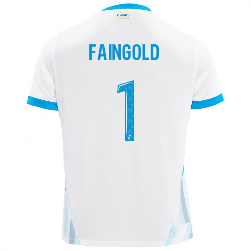 Børn Abbie Faingold #1 Hvid Himmelblå Hjemmebane Spillertrøjer 2024/25 Trøje T-Shirt