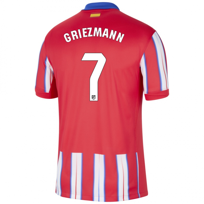 Børn Antoine Griezmann #7 Rød Hvid Blå Hjemmebane Spillertrøjer 2024/25 Trøje T-Shirt