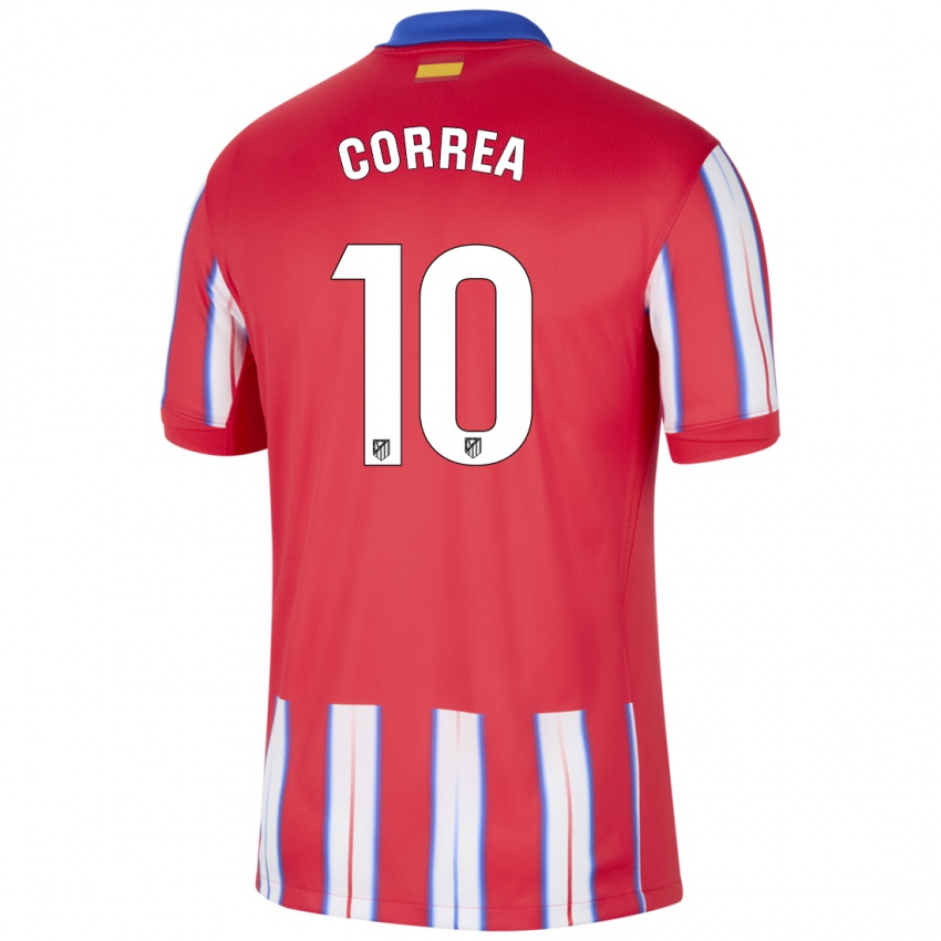 Børn Angel Correa #10 Rød Hvid Blå Hjemmebane Spillertrøjer 2024/25 Trøje T-Shirt