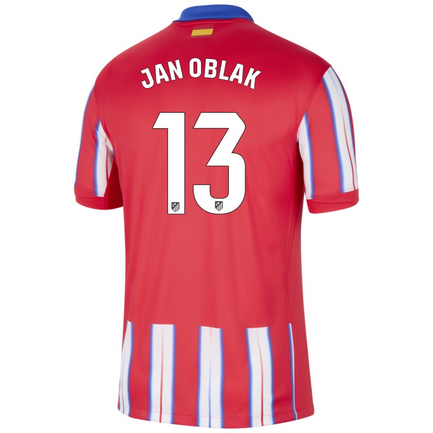 Børn Jan Oblak #13 Rød Hvid Blå Hjemmebane Spillertrøjer 2024/25 Trøje T-Shirt