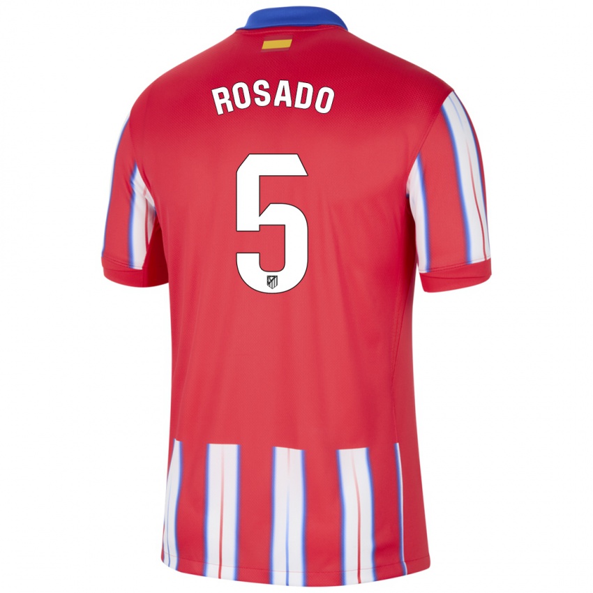 Børn Diego Rosado #5 Rød Hvid Blå Hjemmebane Spillertrøjer 2024/25 Trøje T-Shirt