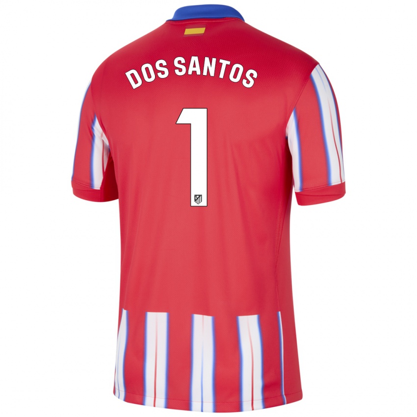 Børn Alex Dos Santos #1 Rød Hvid Blå Hjemmebane Spillertrøjer 2024/25 Trøje T-Shirt