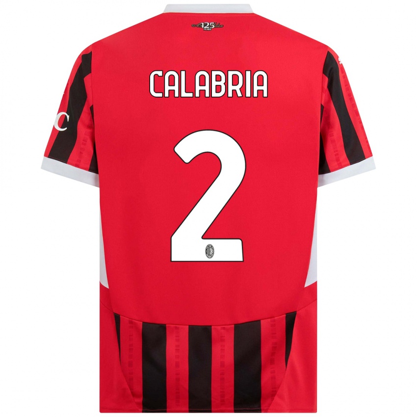 Børn Davide Calabria #2 Rød Sort Hjemmebane Spillertrøjer 2024/25 Trøje T-Shirt