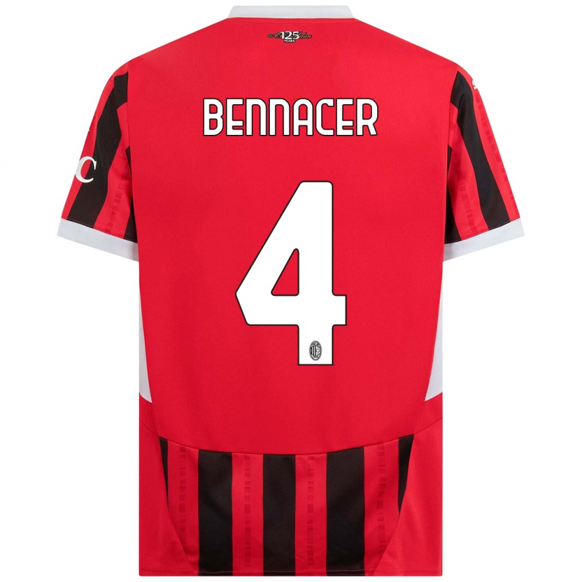 Børn Ismael Bennacer #4 Rød Sort Hjemmebane Spillertrøjer 2024/25 Trøje T-Shirt