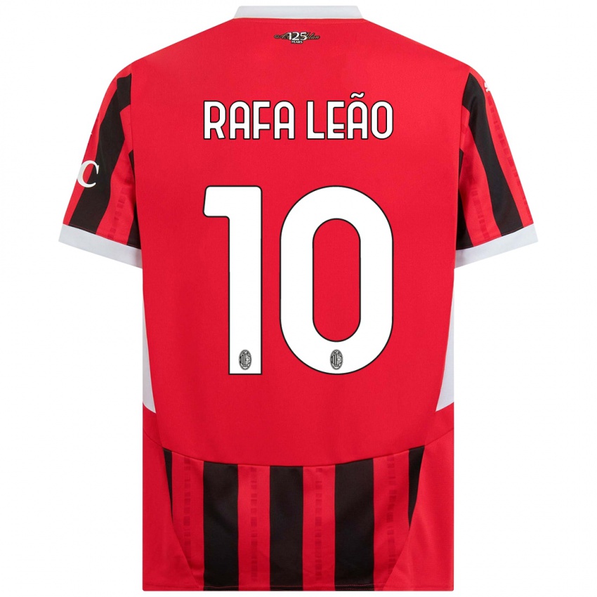 Børn Rafael Leao #10 Rød Sort Hjemmebane Spillertrøjer 2024/25 Trøje T-Shirt