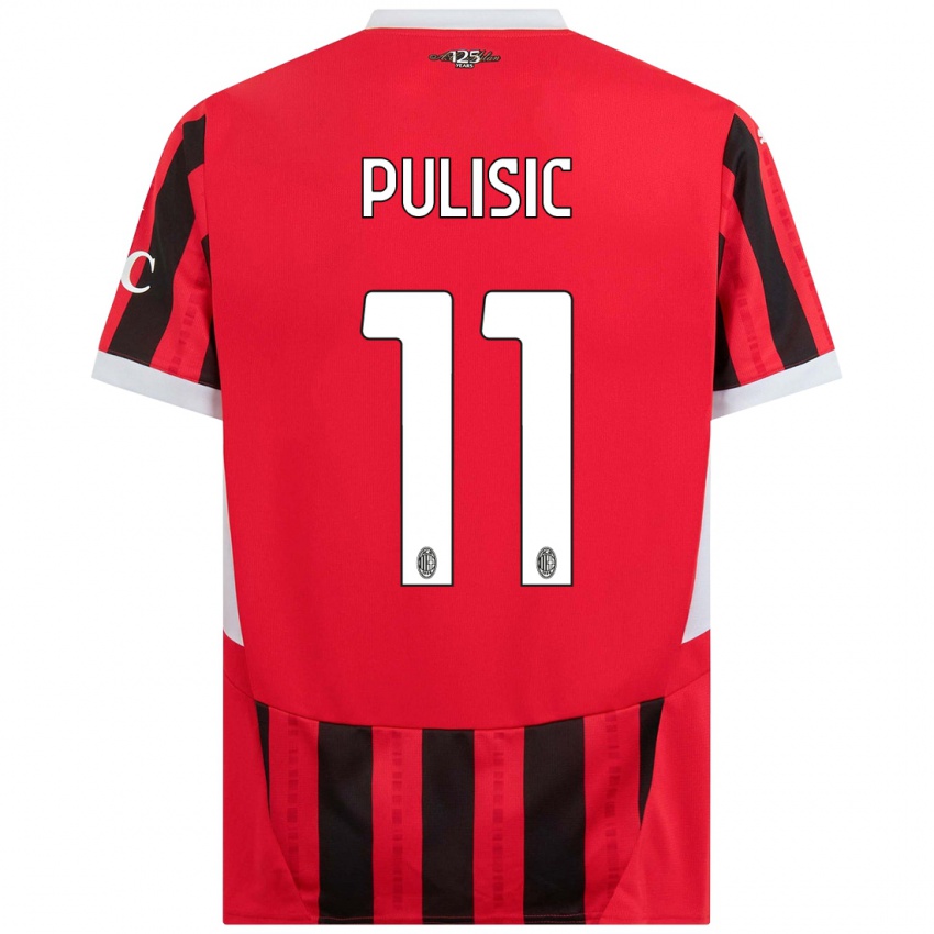 Børn Christian Pulisic #11 Rød Sort Hjemmebane Spillertrøjer 2024/25 Trøje T-Shirt