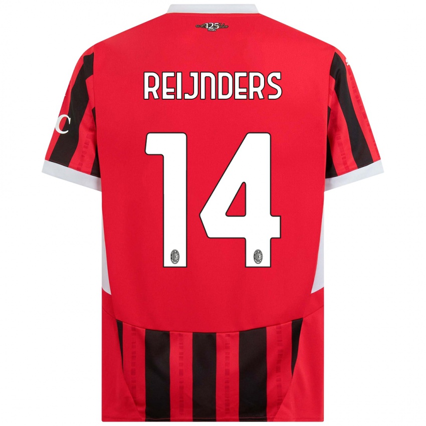 Børn Tijjani Reijnders #14 Rød Sort Hjemmebane Spillertrøjer 2024/25 Trøje T-Shirt