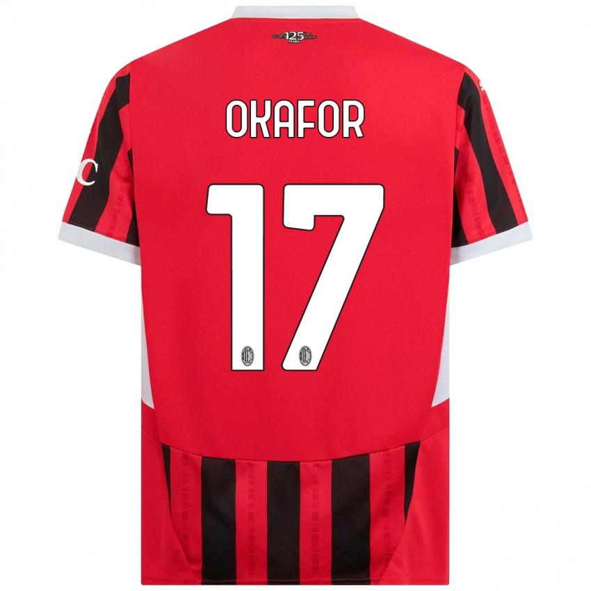 Børn Noah Okafor #17 Rød Sort Hjemmebane Spillertrøjer 2024/25 Trøje T-Shirt