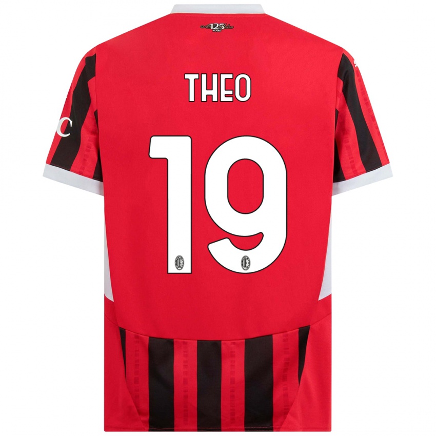 Børn Theo Hernandez #19 Rød Sort Hjemmebane Spillertrøjer 2024/25 Trøje T-Shirt