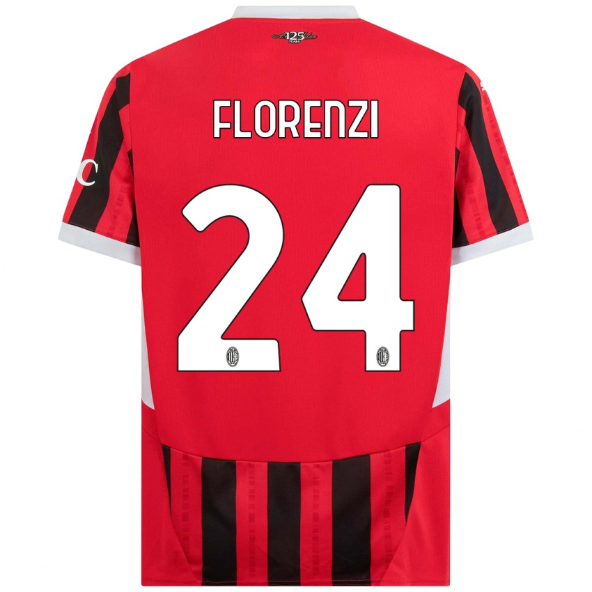 Børn Alessandro Florenzi #24 Rød Sort Hjemmebane Spillertrøjer 2024/25 Trøje T-Shirt