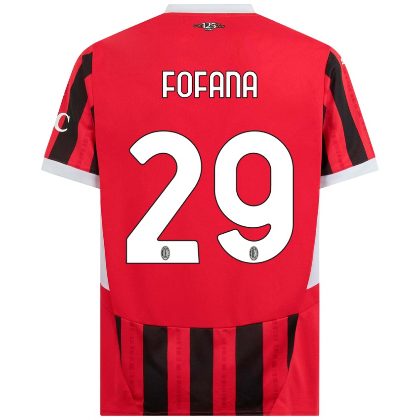 Børn Youssouf Fofana #29 Rød Sort Hjemmebane Spillertrøjer 2024/25 Trøje T-Shirt