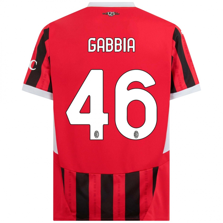 Børn Matteo Gabbia #46 Rød Sort Hjemmebane Spillertrøjer 2024/25 Trøje T-Shirt