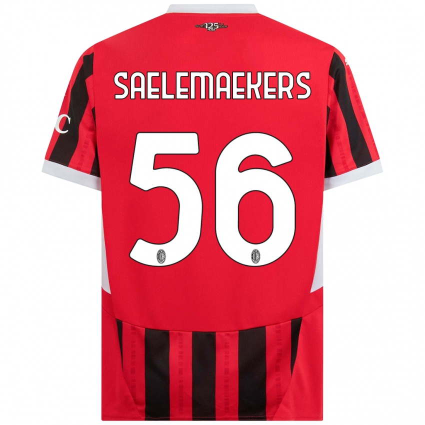 Børn Alexis Saelemaekers #56 Rød Sort Hjemmebane Spillertrøjer 2024/25 Trøje T-Shirt