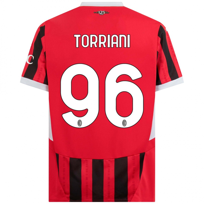 Børn Lorenzo Torriani #96 Rød Sort Hjemmebane Spillertrøjer 2024/25 Trøje T-Shirt