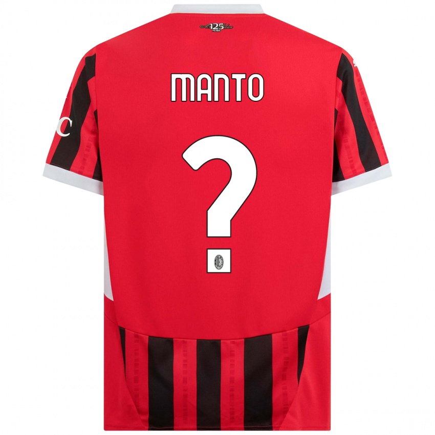 Børn Gaetano Manto #0 Rød Sort Hjemmebane Spillertrøjer 2024/25 Trøje T-Shirt