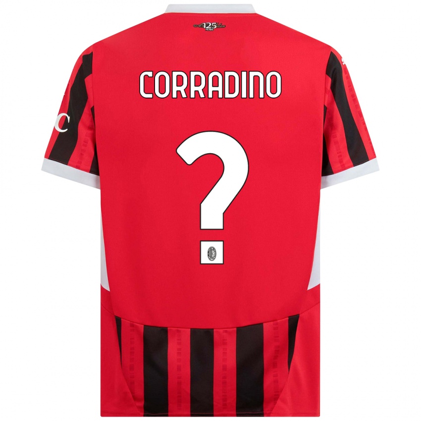 Børn Riccardo Corradino #0 Rød Sort Hjemmebane Spillertrøjer 2024/25 Trøje T-Shirt