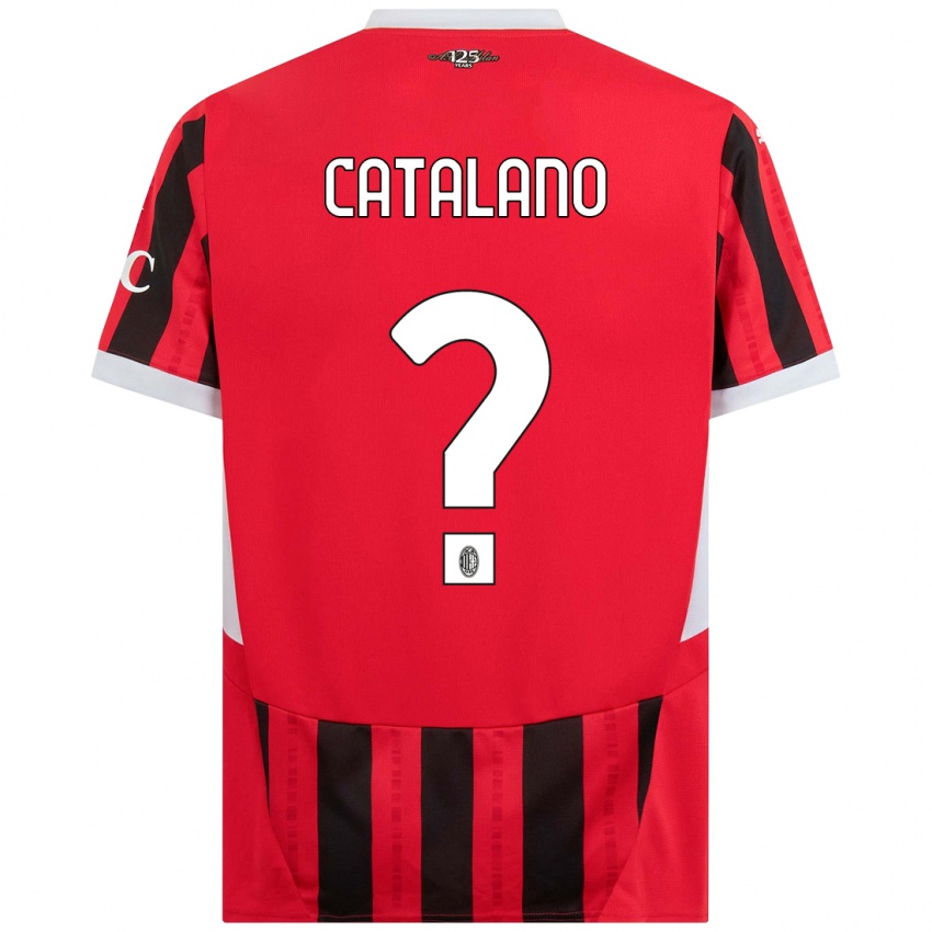 Børn Alessio Catalano #0 Rød Sort Hjemmebane Spillertrøjer 2024/25 Trøje T-Shirt