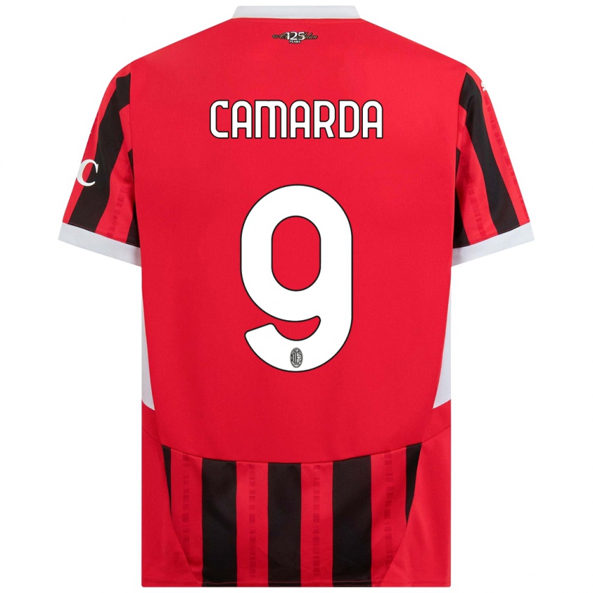 Børn Francesco Camarda #9 Rød Sort Hjemmebane Spillertrøjer 2024/25 Trøje T-Shirt