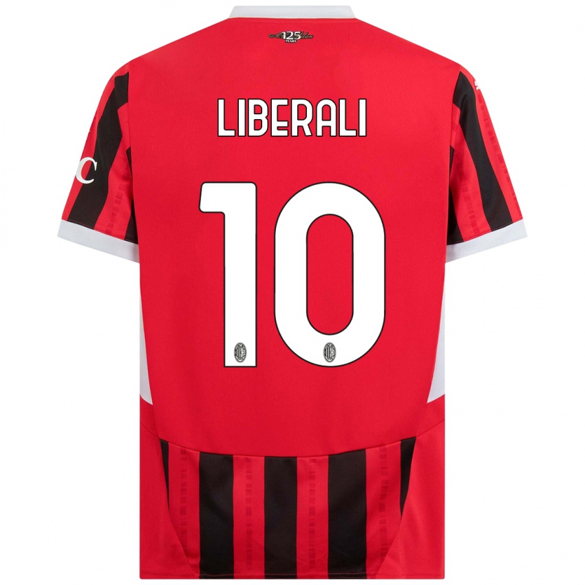 Børn Mattia Liberali #10 Rød Sort Hjemmebane Spillertrøjer 2024/25 Trøje T-Shirt