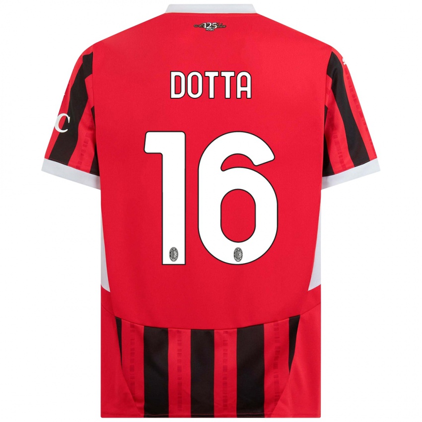 Børn Cristiano Dotta #16 Rød Sort Hjemmebane Spillertrøjer 2024/25 Trøje T-Shirt