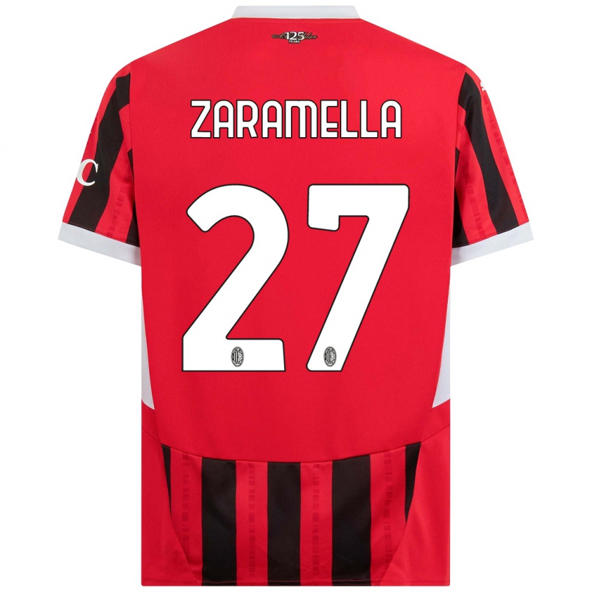 Børn Mattia Zaramella #27 Rød Sort Hjemmebane Spillertrøjer 2024/25 Trøje T-Shirt