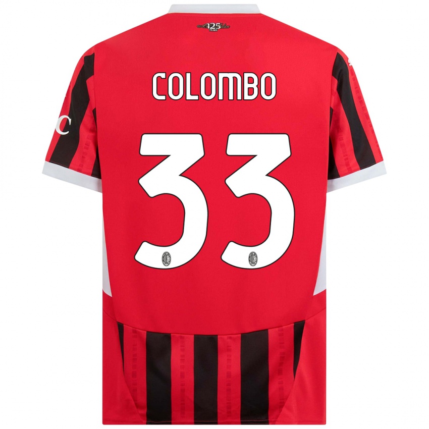 Børn Federico Colombo #33 Rød Sort Hjemmebane Spillertrøjer 2024/25 Trøje T-Shirt