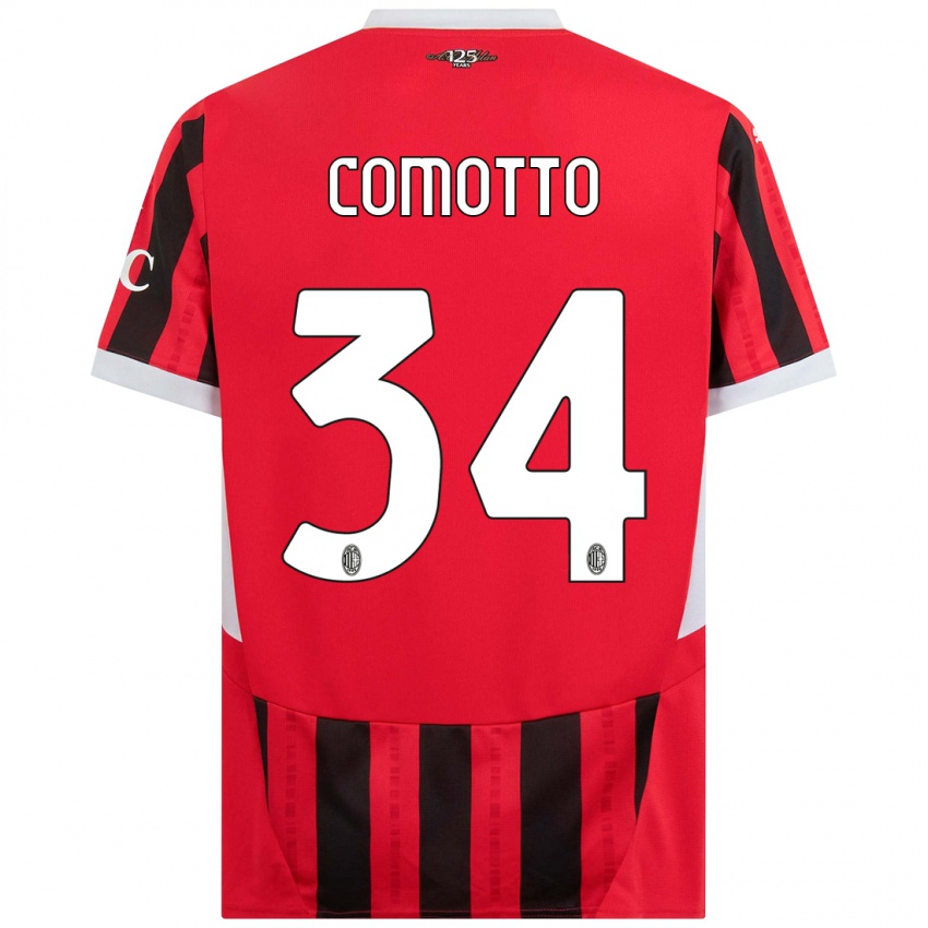 Børn Christian Comotto #34 Rød Sort Hjemmebane Spillertrøjer 2024/25 Trøje T-Shirt