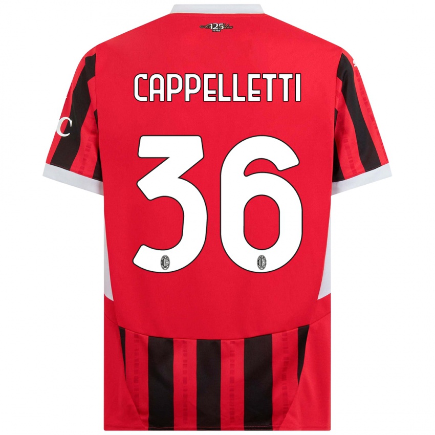 Børn Mattia Cappelletti #36 Rød Sort Hjemmebane Spillertrøjer 2024/25 Trøje T-Shirt