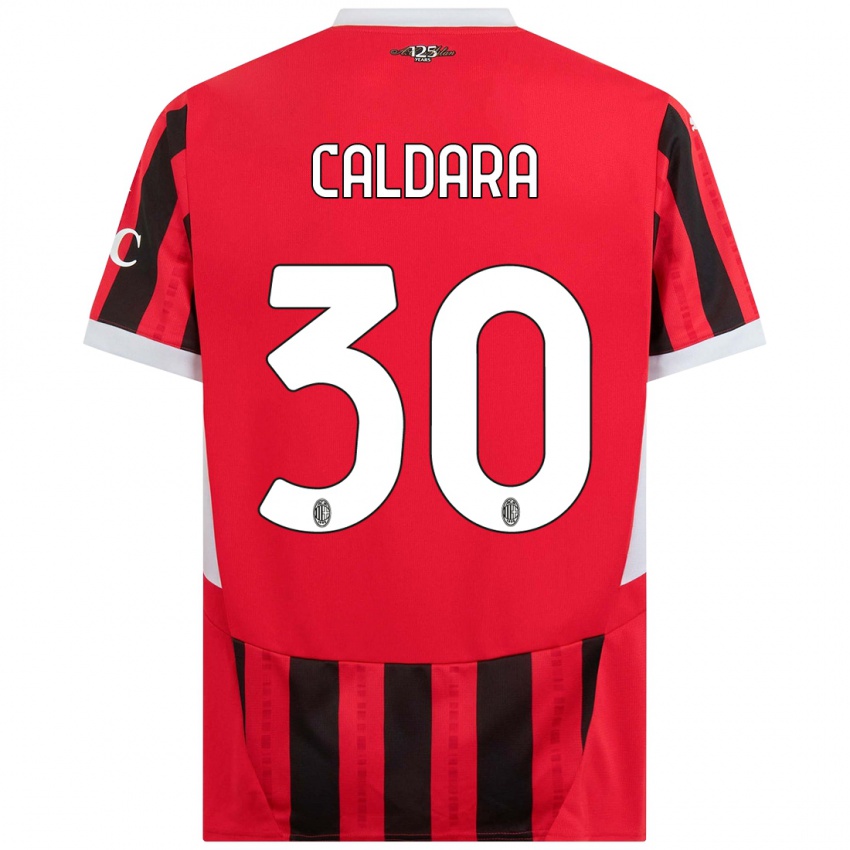 Børn Mattia Caldara #30 Rød Sort Hjemmebane Spillertrøjer 2024/25 Trøje T-Shirt