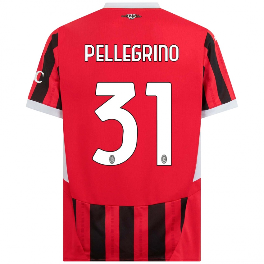 Børn Marco Pellegrino #31 Rød Sort Hjemmebane Spillertrøjer 2024/25 Trøje T-Shirt