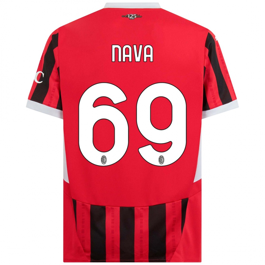 Børn Lapo Nava #69 Rød Sort Hjemmebane Spillertrøjer 2024/25 Trøje T-Shirt