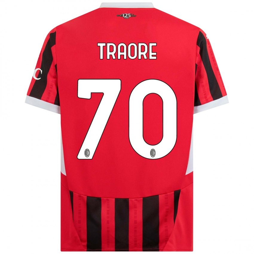 Børn Chaka Traore #70 Rød Sort Hjemmebane Spillertrøjer 2024/25 Trøje T-Shirt