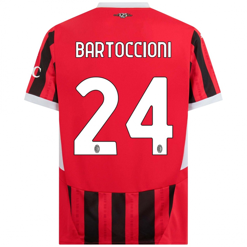 Børn Andrea Bartoccioni #24 Rød Sort Hjemmebane Spillertrøjer 2024/25 Trøje T-Shirt