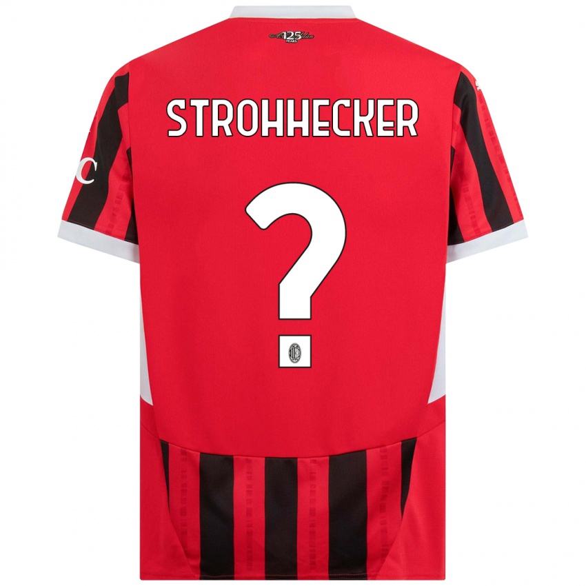 Børn Riccardo Strohhecker #0 Rød Sort Hjemmebane Spillertrøjer 2024/25 Trøje T-Shirt