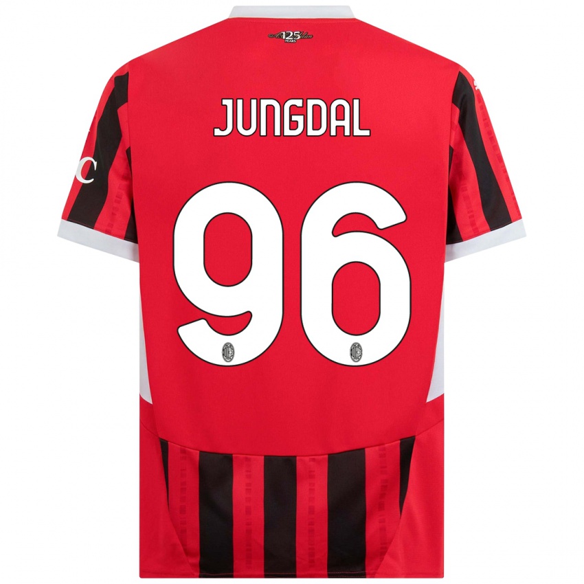 Børn Andreas Jungdal #96 Rød Sort Hjemmebane Spillertrøjer 2024/25 Trøje T-Shirt