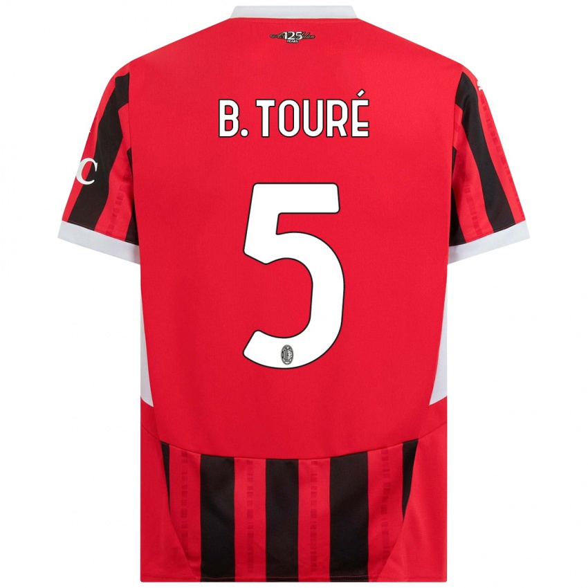 Børn Fode Ballo-Toure #5 Rød Sort Hjemmebane Spillertrøjer 2024/25 Trøje T-Shirt