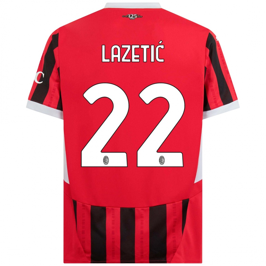 Børn Marko Lazetic #22 Rød Sort Hjemmebane Spillertrøjer 2024/25 Trøje T-Shirt