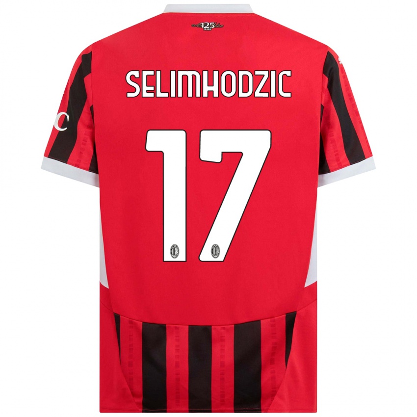 Børn Noa Selimhodzic #17 Rød Sort Hjemmebane Spillertrøjer 2024/25 Trøje T-Shirt