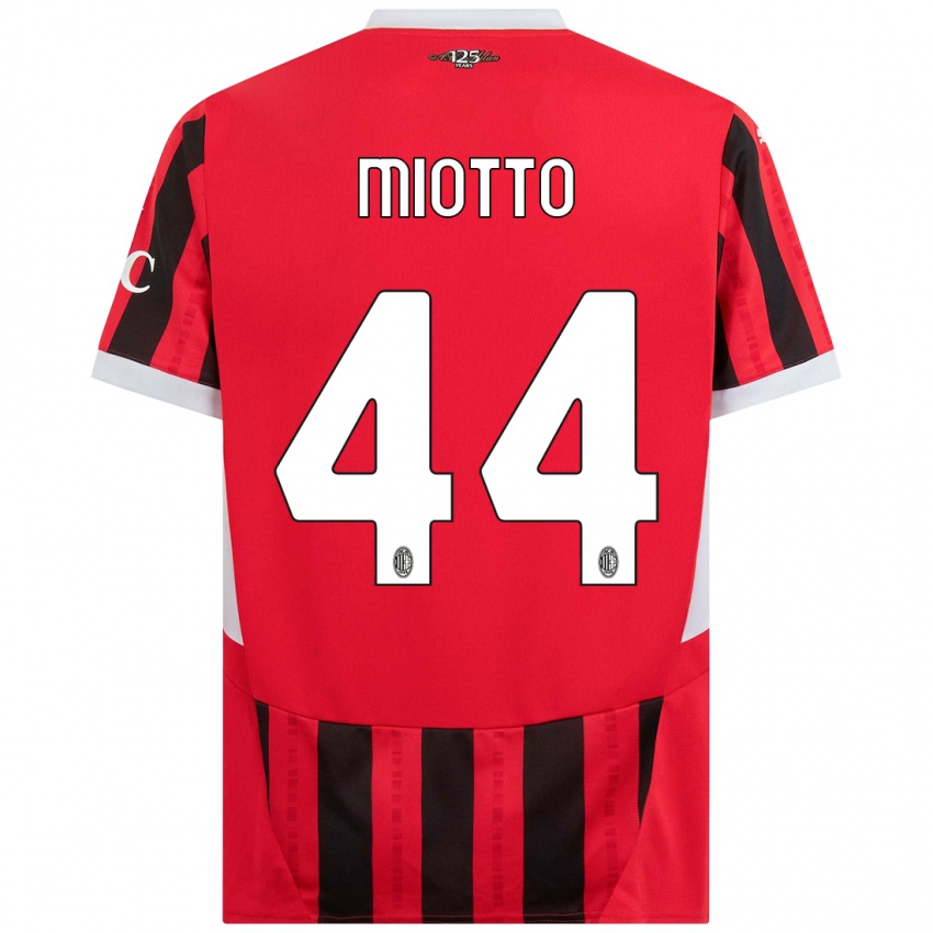 Børn Giorgia Miotto #44 Rød Sort Hjemmebane Spillertrøjer 2024/25 Trøje T-Shirt