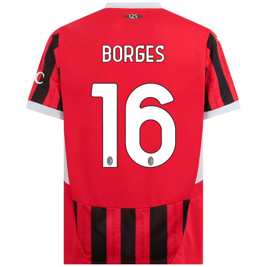 Børn Lenny Borges #16 Rød Sort Hjemmebane Spillertrøjer 2024/25 Trøje T-Shirt