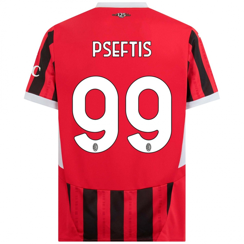 Børn Fotios Pseftis #99 Rød Sort Hjemmebane Spillertrøjer 2024/25 Trøje T-Shirt